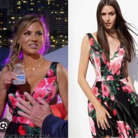 JVN Jovani As Seen On TV JVN65166 Floral Print A-Line Cut-Out Dress Size 2 - Picture 1 of 11